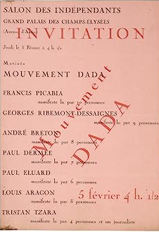 Invitation à la manifestation Dada du salon des indépendants